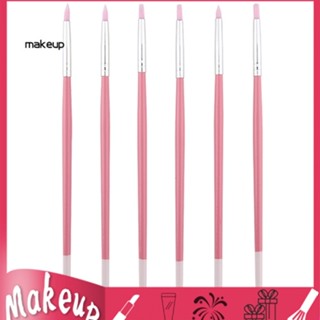 [Mk] อุปกรณ์แปรงปากกาซิลิโคน ด้ามจับไม้ สําหรับใช้ในการเพ้นท์ตกแต่งเล็บ 6 ชิ้น