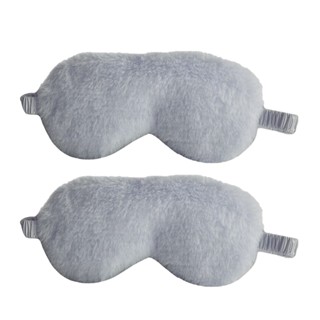 2pcs Faux Rabbit Hair Solid Office Portable Warm Elastic Strap Blindfold Kids Adults Home Travel Eye Cover