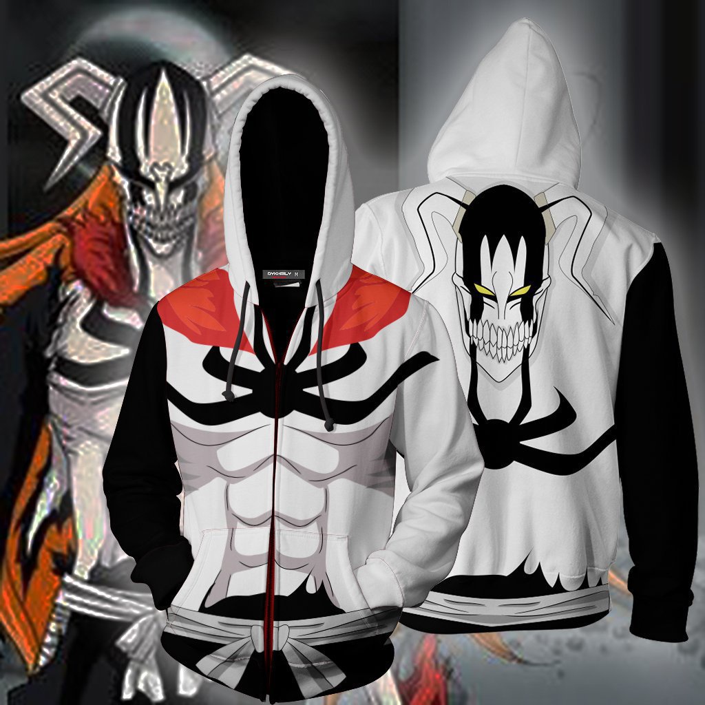 BH2 BLEACH อะนิเมะเสื้อแขนยาว Unisex ซิป 3D เสื้อคอสเพลย์ Kurosaki Ichigo Hoodie Casual Outerwear Plus Siz