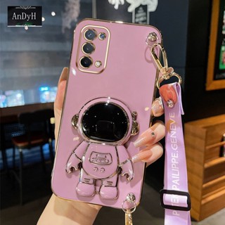 Andyh เคสโทรศัพท์มือถือ ลายนักบินอวกาศน่ารัก พร้อมสายคล้องยาว สําหรับ OPPO A74 5G Reno 5 PRO Reno 4 4G