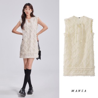 MANSA sleeveless plaid dress เดรสผู้หญิง เดรส สีพื้น