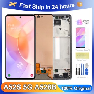 อะไหล่หน้าจอสัมผัส LCD A52s 6.5 นิ้ว พร้อมลายนิ้วมือ สําหรับ Samsung Galaxy A52s 5G A528B A528M