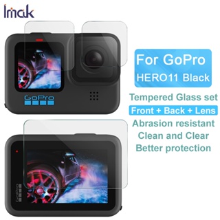 Imak GoPro HERO11 ของแท้ ฟิล์มเลนส์กล้อง สีดํา HD กระจกนิรภัย ป้องกันหน้าจอ ด้านหน้า + ด้านหลัง + ฟิล์มป้องกันกล้อง