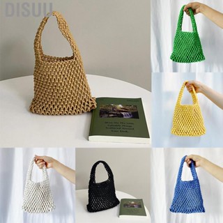 Disuu Hand Woven Wrist Bag Hollow Mesh Design Korean Style Mini Tote Bag for Women Beach Shopping