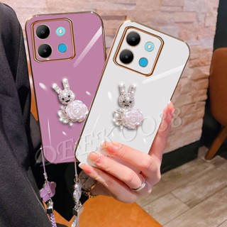 เคสโทรศัพท์มือถือนิ่ม ลายกระต่ายน่ารัก 3D พร้อมสายคล้องด้านหลัง สําหรับ Infinix Note 30 Pro 30i VIP Smart 7 Plus HD 4G 5G Note30 Note30i 30Pro