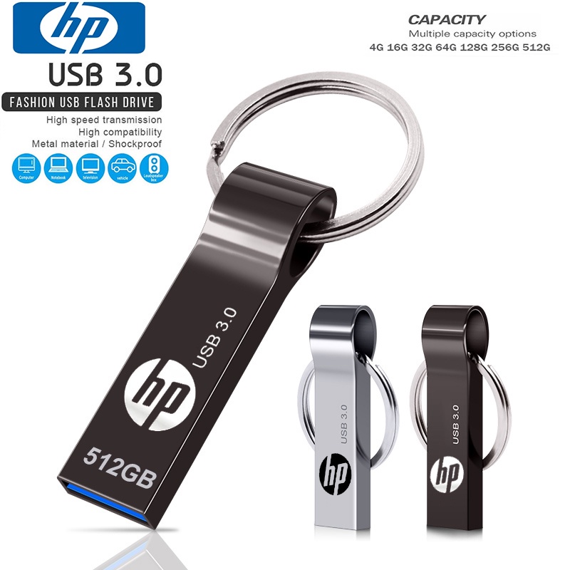 ใหม่ HP USB แฟลชไดรฟ์ 32GB 64GB 128 GB 256 GB 512 GB Pendrive กันน้ําไดรฟ์ปากกาแฟลชดิสก์ USB หน่วยความจํา Stic
