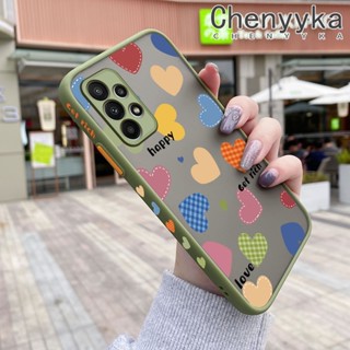 เคสโทรศัพท์มือถือ ซิลิโคน ขอบสี่เหลี่ยม กันกระแทก ลายการ์ตูนหัวใจ สีสันสดใส สําหรับ Samsung A23 A13