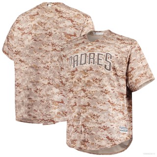 เสื้อคาร์ดิแกนเบสบอล ทรงหลวม พลัสไซซ์ 2023 MLB San Diego Padres Majestic Camo Button-Down