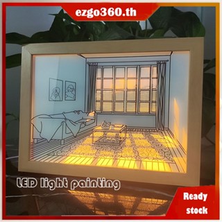 【พร้อมส่ง】ภาพวาดไฟ Led สามสี สร้างสรรค์ สําหรับตกแต่งห้องนอน ห้องนั่งเล่น