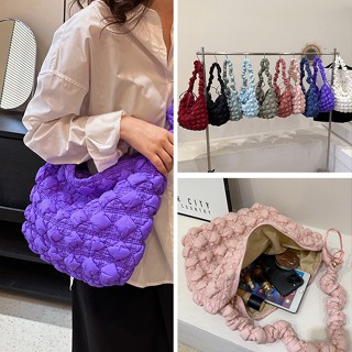 Carlyning Style Cozy Soft M Womens Bag Jennie Cos Cloud Bag กระเป๋าสะพายไหล่ ผ้าฝ้าย แบบนิ่ม ขนาดใหญ่ จุของได้เยอะ ลายก้อนเมฆ แฟชั่นสําหรับสตรี