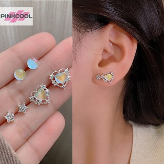 Pinkcool ต่างหูสตั๊ด จี้คริสตัล รูปหัวใจ เข้ากับทุกการแต่งกาย เครื่องประดับ แฟชั่นสําหรับผู้หญิง 6 ชิ้น ต่อชุด