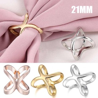 New Lady Scarf Buckle Ring Clip Holder X Shape Metal Brooch Scarves Jewelry Gift