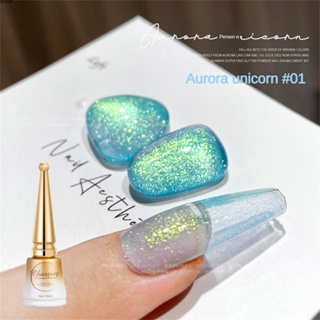 Charzieg ฤดูใบไม้ผลิและฤดูร้อนสีขาว Pearlescent เล็บเจล Superfine Glitter Aurora Unicorn เล็บเจล puueqg