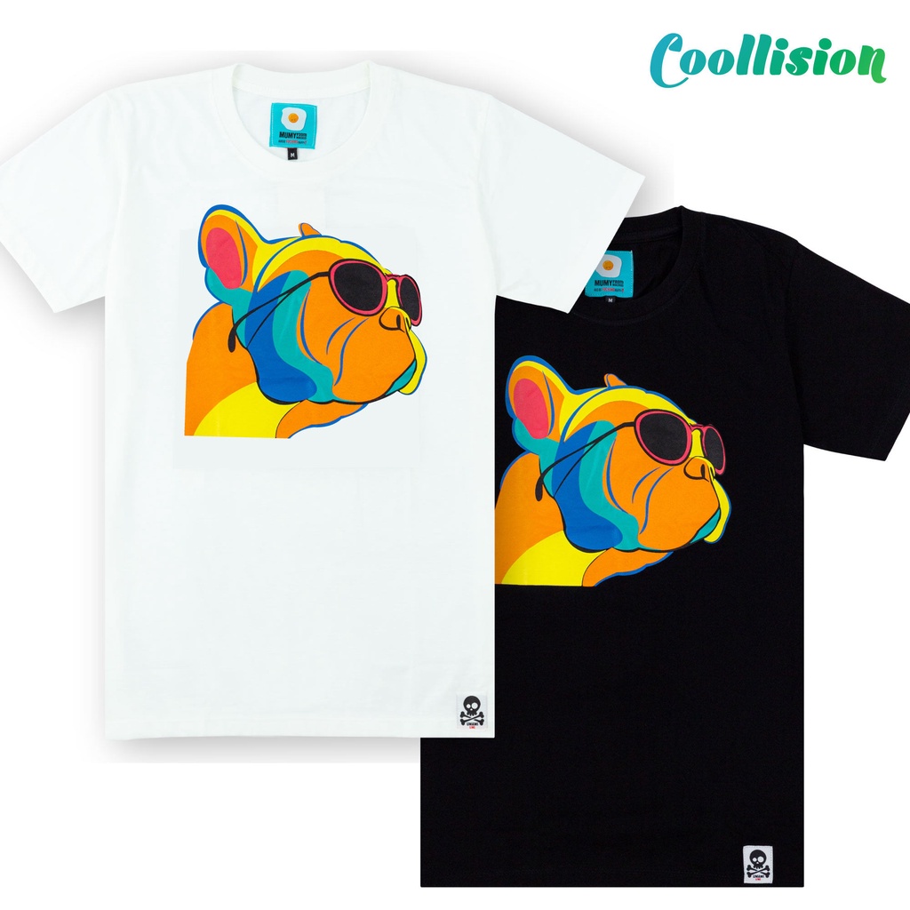 #Coollision- น้องหมาแว่นดำ เฟรนช์บูลด๊อก เสื้อยืดสกรีนลาย เสื้อลายหมา unisex งานดี สีไม่ตก
