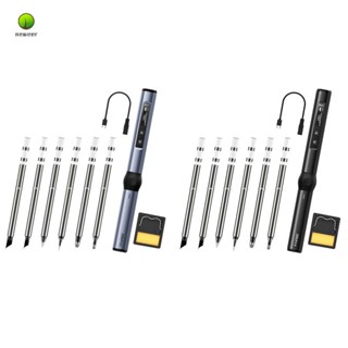 Fnirsi HS-01 หัวแร้งไฟฟ้าอัจฉริยะ และหัวแร้งบัดกรี PD 65W ปรับอุณหภูมิได้ ทําความร้อนเร็ว 6 ชิ้น