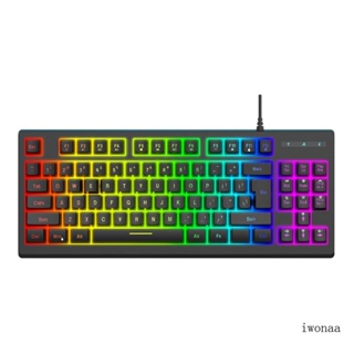 Iwo Y-200 คีย์บอร์ดเล่นเกม แบบใช้สาย 87 คีย์ RGB Backlits ไม่ขัดแย้ง