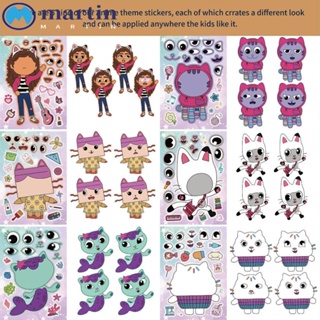 Martin สติกเกอร์ ลาย Make A Face 12 แผ่น กันน้ํา สําหรับตกแต่งปาร์ตี้ บ้านตุ๊กตา