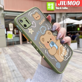 สําหรับ Realme C11 2020 เคสการ์ตูนหมี เท็ดดี้ ขอบสี่เหลี่ยม ดีไซน์ใหม่ กันกระแทก ฝ้า ใส เคสโทรศัพท์แข็ง