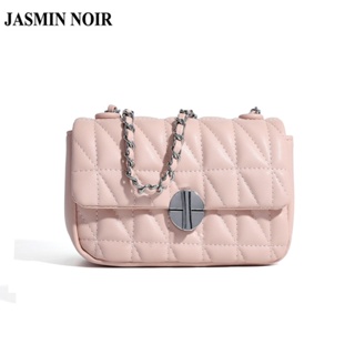 Jasmin NOIR กระเป๋าสะพายไหล่ หนัง PU ลายสก๊อต แต่งสายโซ่ล็อก ขนาดเล็ก สําหรับผู้หญิง