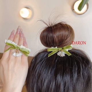 DARON ยางรัดผมหางม้า แบบยืดหยุ่น ลายดอกไม้ หรูหรา แฟชั่นฤดูร้อน