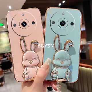 พร้อมส่ง เคสโทรศัพท์มือถือ กันกระแทก ลายการ์ตูนกระต่ายน่ารัก พร้อมขาตั้ง พับได้ สําหรับ Realme 11 Pro+ 5G C53 C55 NFC