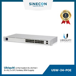 Ubiquiti USW-24-POE Layer 2 Managed PoE Switch 16x1G PoE+, 8x1G, 2xSFP, Fanless, 95W Supply