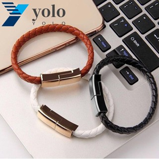 YOLO สายรัดข้อมือหนัง แบบพกพา ชาร์จเร็ว Type C สําหรับสร้อยข้อมือ