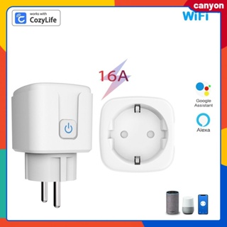 EU Plug Wifi ซ็อกเก็ตระยะไกลไร้สาย Smart Timer Plug ฟังก์ชันนับถอยหลัง แอพสมาร์ทโฟน รีโมทคอนโทรล รองรับ Voice Control canyon