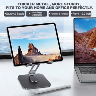 GOOJODOQ ขาตั้งไอแพด ที่วางไอแพด ที่วางแท็บเล็ตสำหรับ iPad พับได้ 180/360 องศาสำหรับ iPad สำหรับที่วางโทรศัพท์ขาตั้งรองรับแบบพกพา