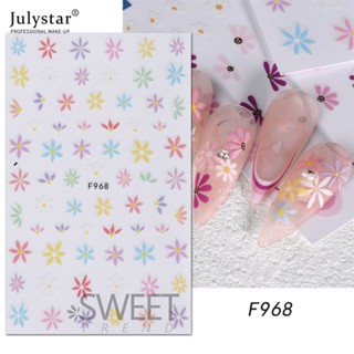 JULYSTAR 2023 ใหม่สติกเกอร์เล็บดอกไม้เล็กใบดอกไม้ห้ากลีบสติกเกอร์เล็บเล็บฝรั่งเศส