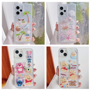 เคสโทรศัพท์มือถือใส แบบนิ่ม ลายการ์ตูนหมี Lilo Stitch มีทรายไหล สําหรับ Redmi 6 6A 7 7A 8 8A 9 9A 9C 9i 9T 10 10C 11A 12C A1 2022 4G