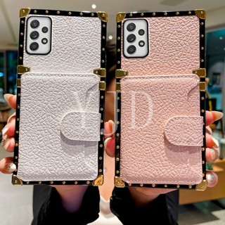 Yjd เคสโทรศัพท์มือถือหนัง ขอบตรง กันกระแทก พร้อมช่องใส่บัตร สําหรับ Samsung A22 A32 A42 A52 A72