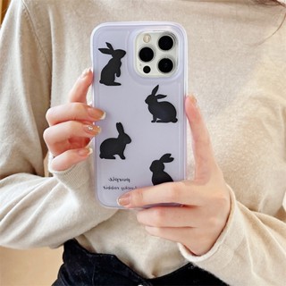 เคสโทรศัพท์มือถือ ซิลิโคนนิ่ม กันกระแทก ลายกระต่ายดํา สําหรับ Iphone 11 12 13 14promax 13 11 12 13promax 12pro