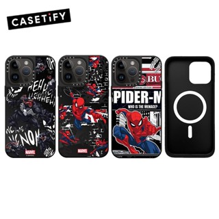 Casetifg เคสโทรศัพท์มือถือ ซิลิโคนแข็ง กันกระแทก ลาย Marvel Spider Man Venom พร้อมกล่องชาร์จแม่เหล็ก หรูหรา สําหรับ iPhone 14 13 12 Pro Max