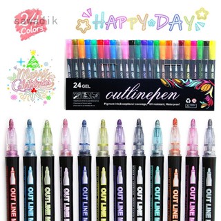 ชุดปากกามาร์กเกอร์ ไฮไลท์ 12 สี 24 สี สําหรับวาดภาพ