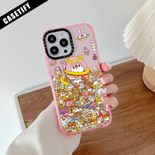 Casetify เคสโทรศัพท์มือถือ ซิลิโคนนิ่ม ใส กันกระแทก ลายกระต่าย Takashi Murakami Pink Playground สําหรับ iPhone 11 14 Pro Max 12 13 Mini XS X XR SE 2020 6 7 8 Plus