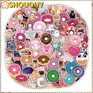 SHOUOUY สติกเกอร์ติดกระเป๋าเดินทาง ลายอาหารหวานน่ารัก กันน้ํา สีสันสดใส สําหรับตกแต่งขวดน้ํา แล็ปท็อป ปาร์ตี้