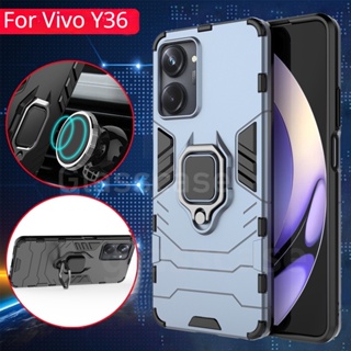 เคสโทรศัพท์มือถือแบบแข็ง กันกระแทก พร้อมแหวนขาตั้ง สําหรับ Vivo Y36 Y27 Y78 Y 36 VivoY36 VivoY78 4G 5G 2023