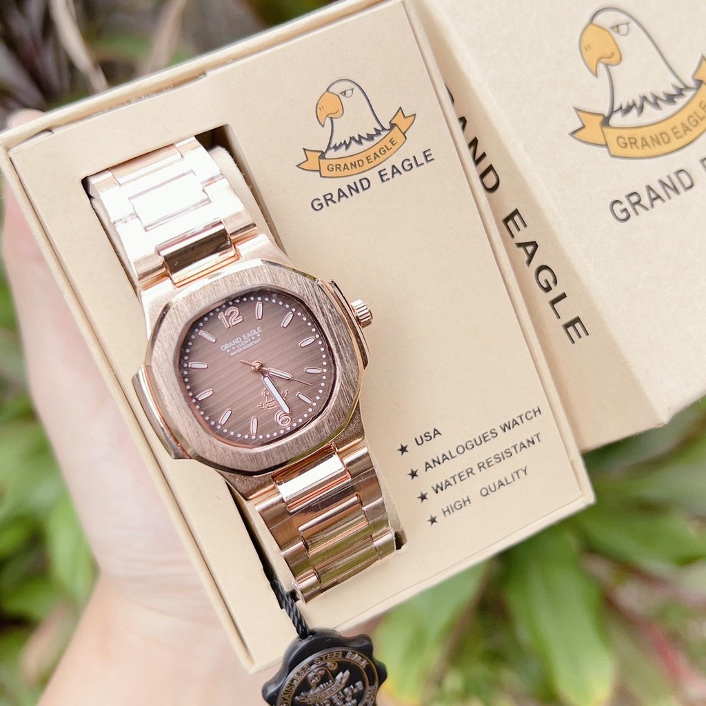นาฬิกาข้อมือผู้หญิง America eagle สายสแตนเลส นาฬิกาแฟชั่น หน้าปัดสี่เหลี่ยม สินค้าแท้ 100% กันน้ำ