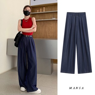 MANSA summer wide leg pants กางเกงขากว้าง กางเกงขายาวเอวสูง