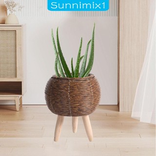 [Sunnimix1] ตะกร้าหวายสาน สไตล์โมเดิร์น พร้อมขา สําหรับปลูกต้นไม้ กระถางดอกไม้ ห้องนอน คาเฟ่