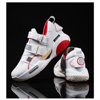 Velcro รองเท้าผ้าใบ รองเท้าบาสเก็ตบอล ผ้าสักหลาด ลายซามูไร 9v2 สีดํา สําหรับผู้ชาย นักเรียน 10 ปี