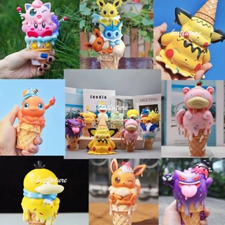 โมเดลฟิกเกอร์ โปเกม่อน Bulbasaur Psyduck Snorlax Pikachu Ice-cream Snorlax ของเล่นสําหรับเด็ก