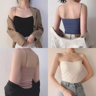 เสื้อครอปท็อป สายเดี่ยว ไม่มีโครงเหล็ก รูปตัว U สวยงาม สําหรับผู้หญิง Y2k
