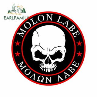 Earlfamily สติกเกอร์ ลายหัวกะโหลก Molon Labe Punisher RV VAN 3D กันน้ํา 13 ซม. x 13 ซม. DIY สําหรับติดตกแต่งรถยนต์