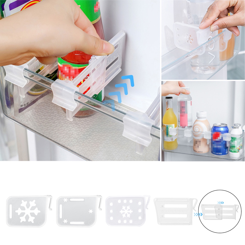 ฉากกั้นตู้เย็น พลาสติก พับเก็บได้ แบ่งช่องเก็บของ เฝือก ห้องครัว ขวด สามารถจัดระเบียบ ชั้นวางของ