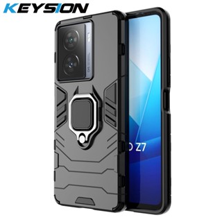 Keysion เคสโทรศัพท์ซิลิโคน PC กันกระแทก พร้อมแหวนขาตั้งโลหะ สําหรับ VIVO iQOO Neo 8 Pro 7 SE iQOO Z7 5G Z7X 11 10 Pro