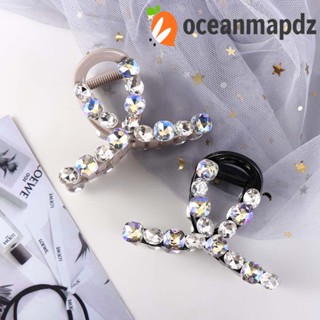 OCEANMAPDZ กิ๊บติดผมอะคริลิค รูปกรงเล็บปลาฉลาม ประดับพลอยเทียม สีดํา สไตล์วินเทจ