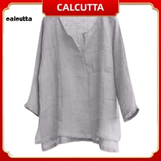 [calcutta] เสื้อเชิ้ตแขนยาว คอวี ทรงหลวม สีพื้น สไตล์จีน แนวสตรีท สําหรับผู้ชาย