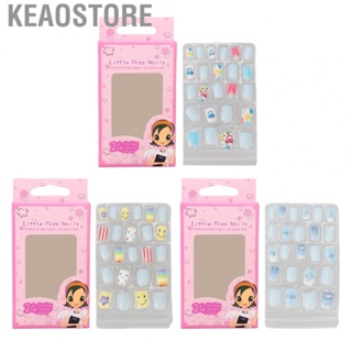 Keaostore Kids Fake Nail  Pre Glued DIY Art Children Artificial Press On for Girls Daily